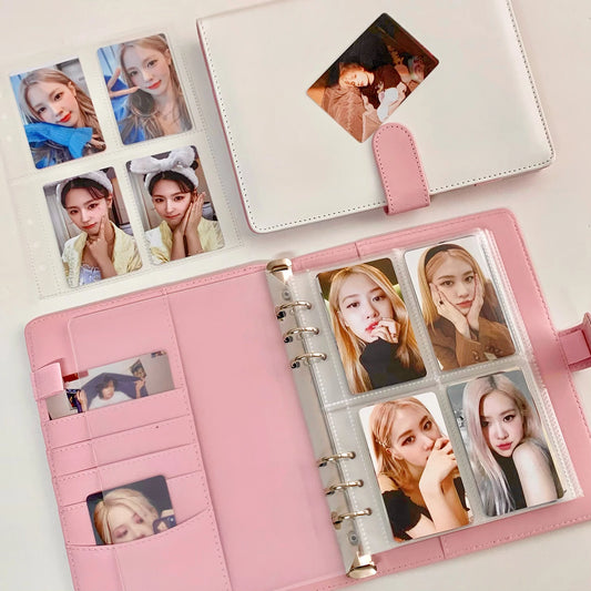Candy Color A5 PU Leather Binder – Cute Kpop Photocard Album & Loose-Leaf Photo Card Storage Book