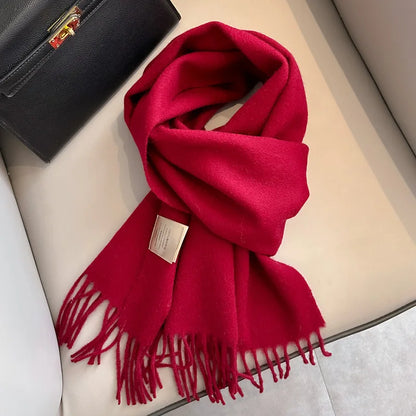 Winter Narrow Wool Scarf – 28 Colors, 100% Wool Solid Color Unisex Scarf for Men & Women, Warm and Cold-Proof