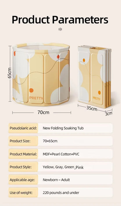 Foldable Portable Bath Tub - Thickened Full Body Bath Bucket for Children & Adults, Long-Term Temperature Lock