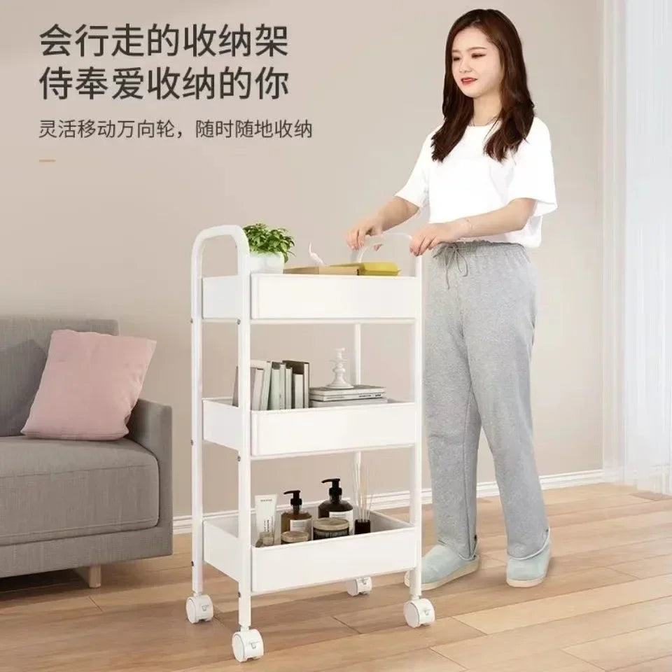 Multi-Layer Trolley Storage Rack - Mobile Organizer for Kitchen, Bedroom, and Bathroom, Ideal for Snacks and Baby Items