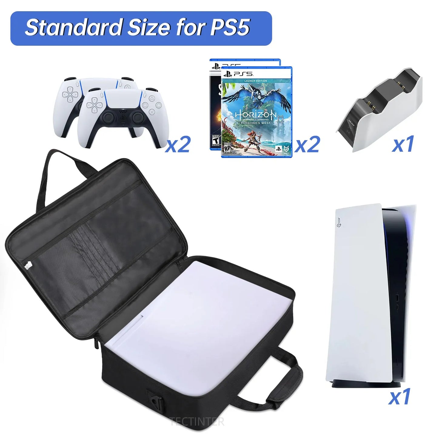 PS5 Travel Carrying Case - Protective Shoulder Storage Bag for Sony PlayStation 5, Large Canvas Handbag