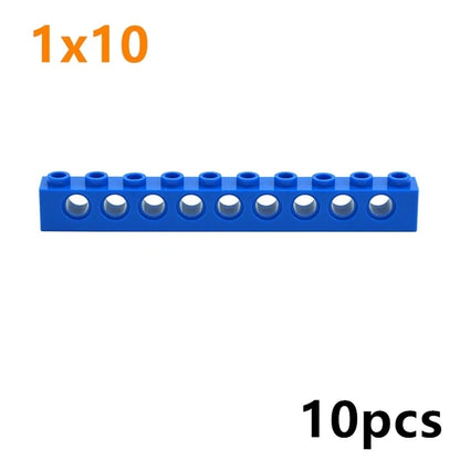 Technical Building Block Long Beam with Holes – Thick MOC Studded Bricks Compatible with 3703, 32018, 3895, 2730, 3894, 3701, 3700