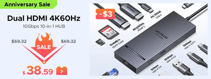 UGREEN 4-in-1 USB 3.0/USB-C Card Reader – SD, Micro SD, TF, CF, MS OTG Adapter for Laptop & PC