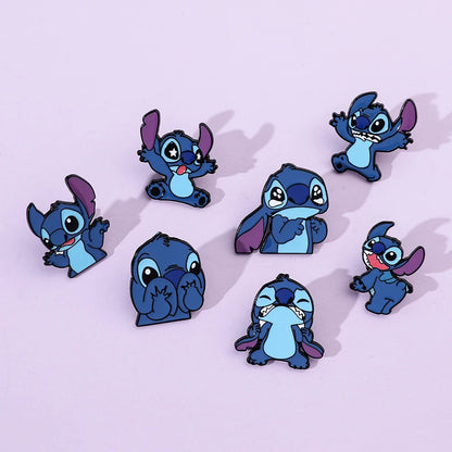 7 Pcs Lilo & Stitch Enamel Pins Set | Creative Stitch Brooches for Backpacks, Clothing & Accessories