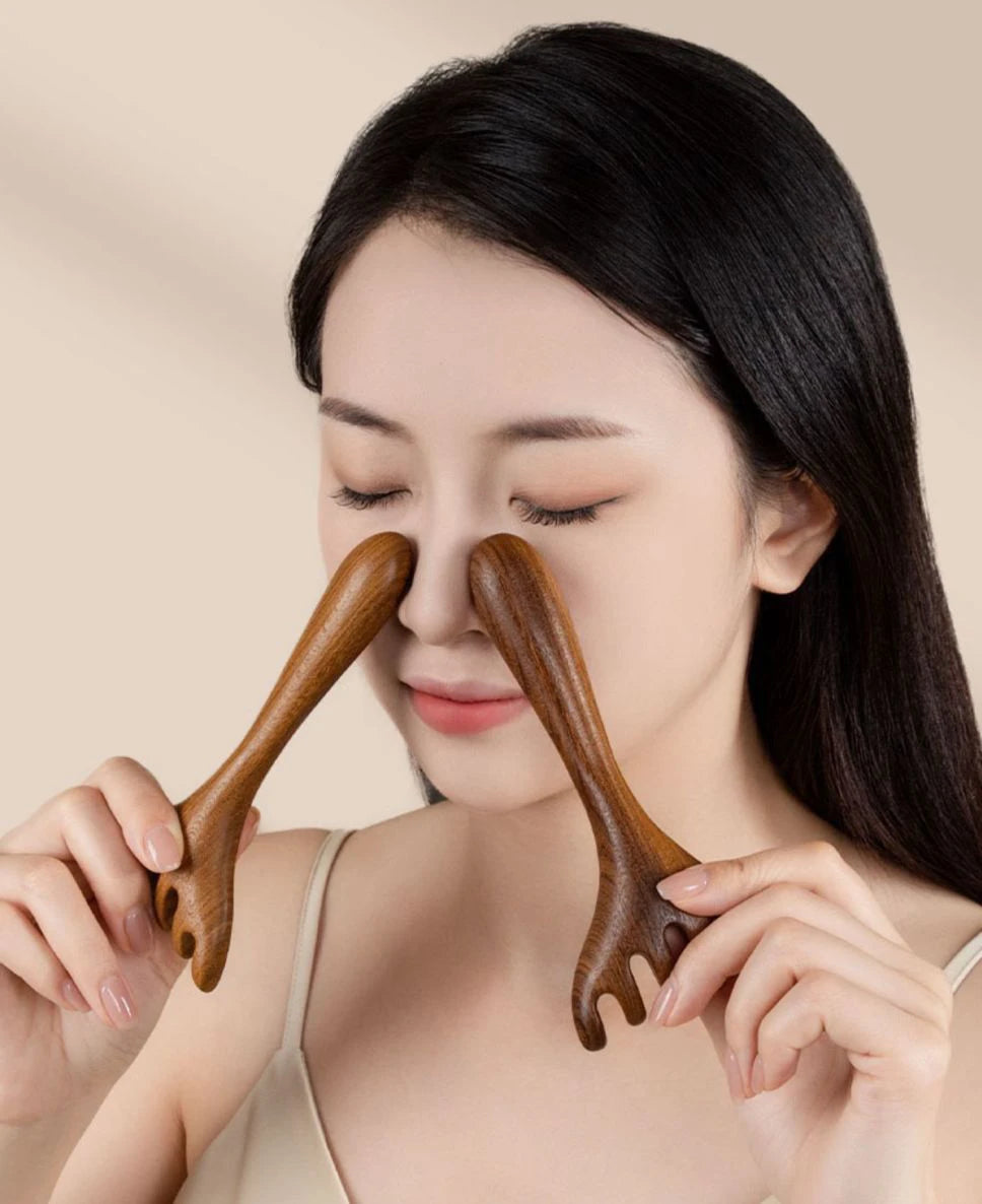 Head Meridian Massage Comb – Anti-Static Natural Wooden Wide Tooth, Six-Claw Gua Sha Tool for Spa & Blood Circulation