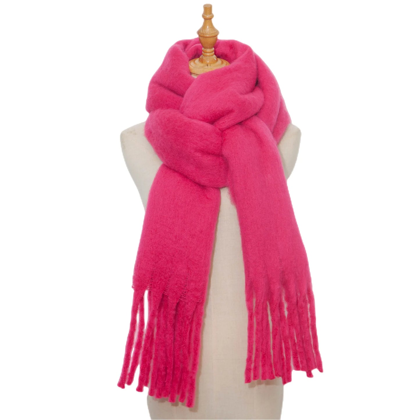 Luxury Women’s Winter Scarf – Cashmere Pashmina Shawl Wrap, Thick Soft Solid Tassel Scarf Long Stole