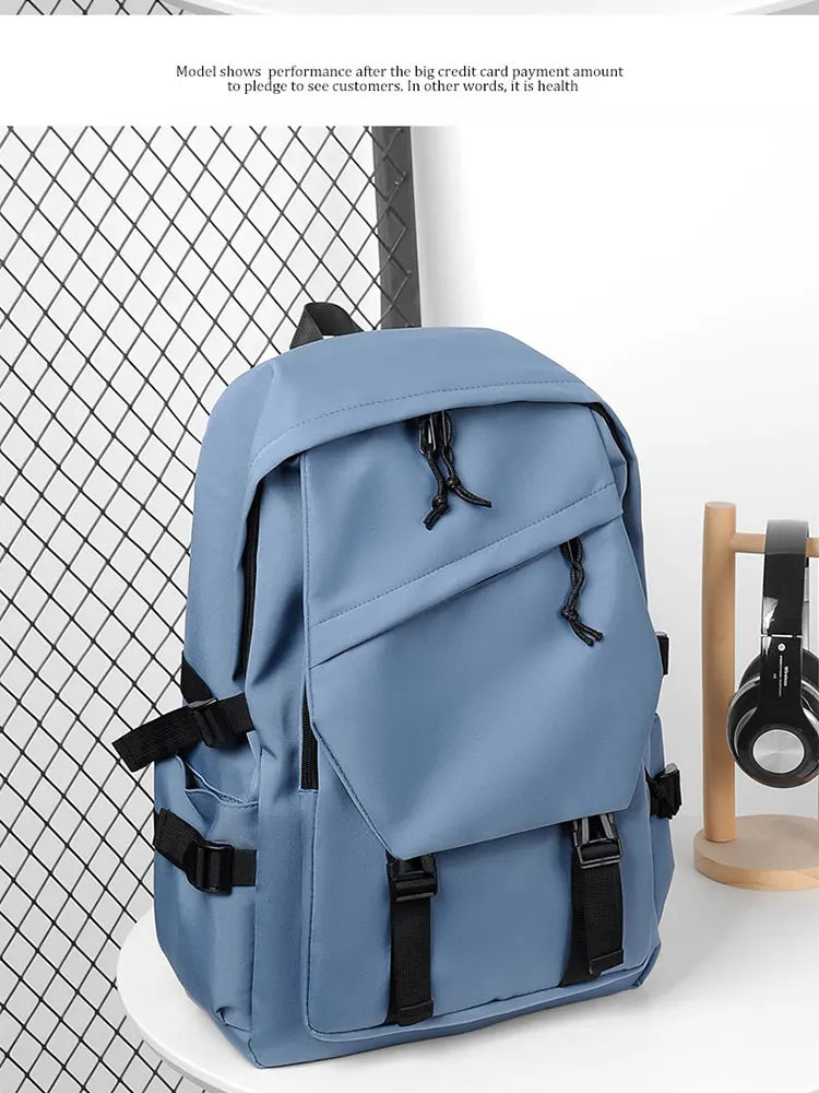 15 Inch Polyester Waterproof Men’s Backpack – Simple, Fashionable Student & Couple Computer Bag