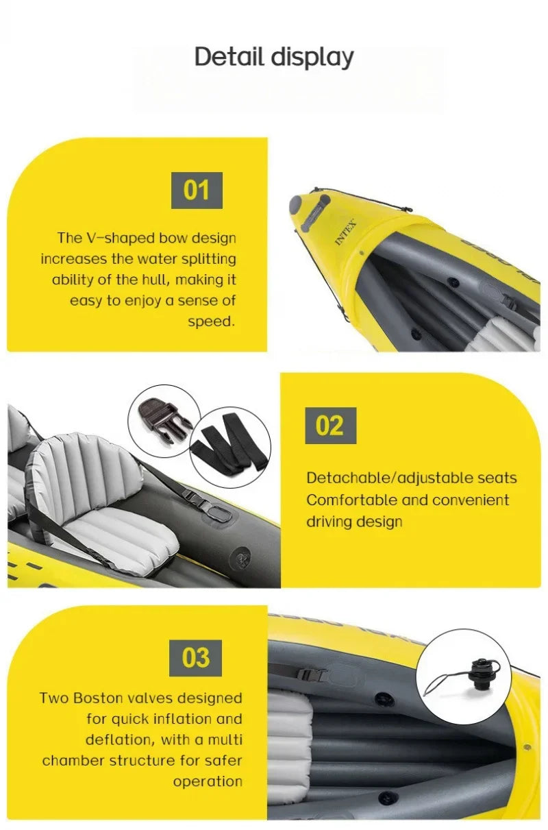 INTEX 68307 Inflatable Boat – Single/Double Drifting Raft for Kayak, Outdoor Fishing & Water Sports