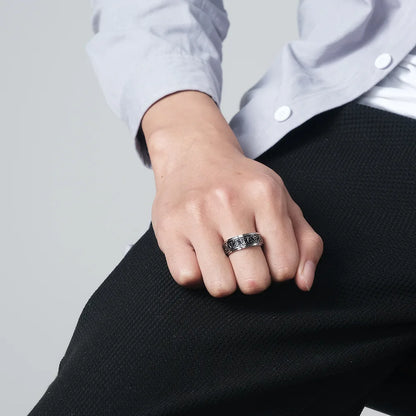 Viking Celtic Knot Rune Ring for Men - Rotating Stainless Steel Anti-Stress & Anxiety Relief Spinning Ring (Anillo Antiestres)