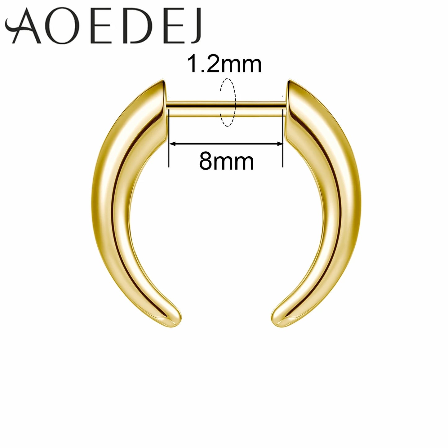 AOEDEJ 16G Stainless Steel Plug-In Style Nose Ring – Spike Ox Horn Septum Ring for Men & Women Large Gauge Body Piercing (8–10mm) Single Piece
