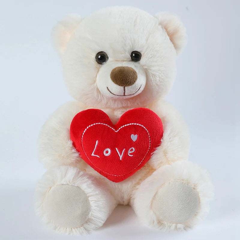 30CM Cute Heart Bear Dog Plush Toy – Red Heart Print Love Stuffed Animal, Creative Valentine's Day Gift for Lovers