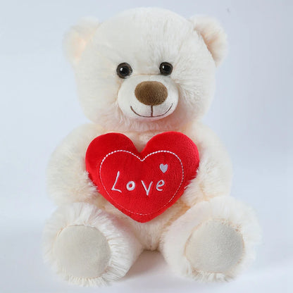 30CM Cute Heart Bear Dog Plush Toy – Red Heart Print Love Stuffed Animal, Creative Valentine's Day Gift for Lovers