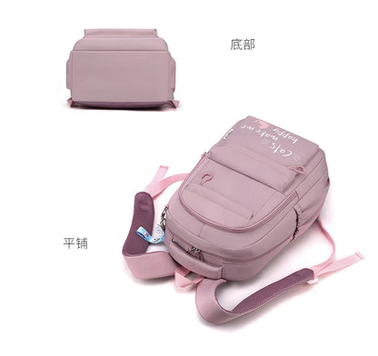 Teen Girls School Backpack | Pink Waterproof Bag for Primary & Middle School Students