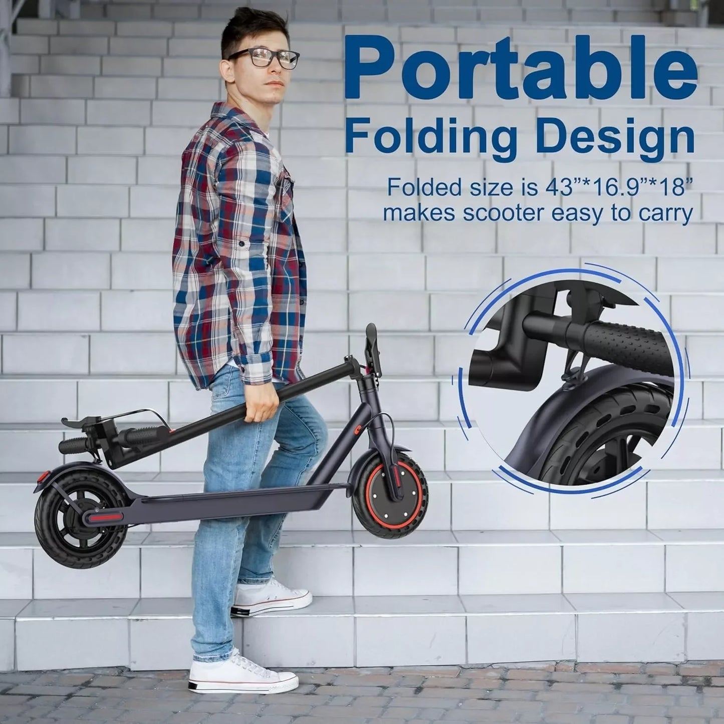 AOVOPRO LP60 Electric Scooter 350W – 19mph Foldable E-Scooter with 8.5" Tires, 16 Mile Range for Adults