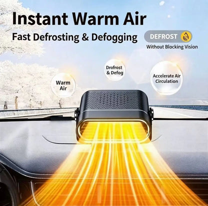 Portable Car Heater Fan - 2-Second Fast-Heating Windshield Defroster & Interior Warm Air Blower for Winter