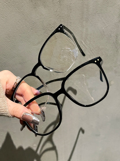 2PCS Classic Square Frame Glasses for Women & Men – Daily Life Eyewear & Clothing Accessories