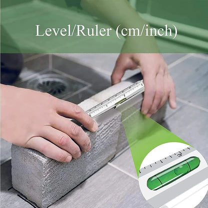 7 in 1 Multifunction Ballpoint Pen - Modern Handheld Tool with Ruler, Screwdriver, Touch Screen Stylus, and Spirit Level