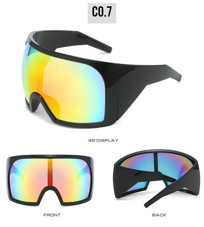 2025 Oversized Punk Shield Sunglasses – Luxury Steampunk Big Frame UV400 Sport Goggles for Women & Men