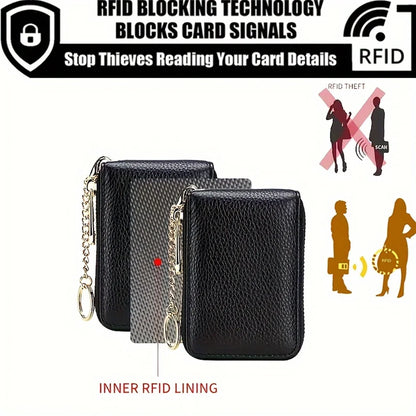 RFID Blocking Card Holder Wallet – Mini Zipper ID & Bus Card Case with Anti-Theft Protection for Keys & Cards