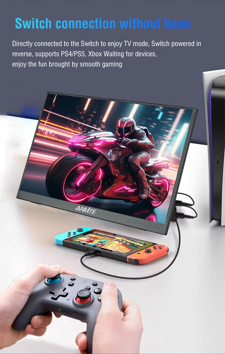 Anmite 15.6" Portable Touch Monitor – 1080P HDR Low Blue Light Display for Xbox, PS4/5, Switch & PC