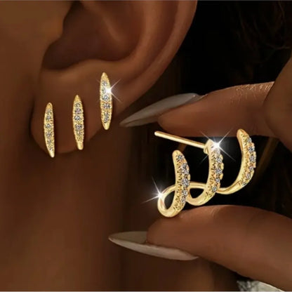Elegant Rhinestone Three-Claw Earrings for Women – Cute Luxury Party Jewelry Gift