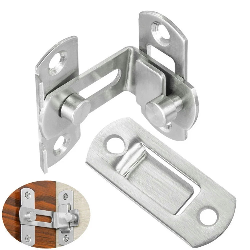 Stainless Steel 90 Degree Door Lock Guard Latch Bolt - Toggle Latch for Sliding Barn Doors, Wine Cabinets, and Closets - Right Angle Lock