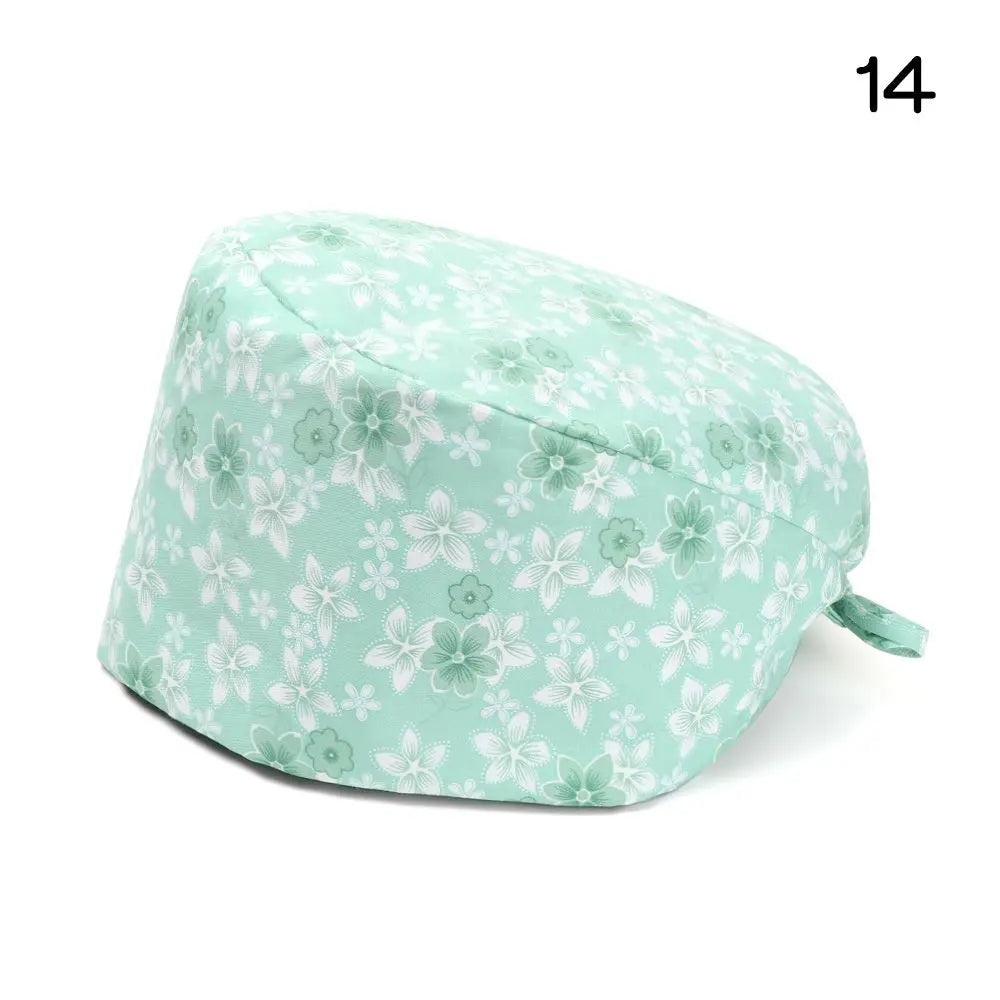 Adjustable Surgical Scrub Cap with Buttons – Ponytail Bouffant Nursing Turban Hat for Women & Men