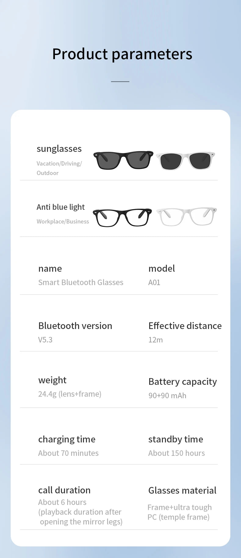 2025 AI Translation Smart Glasses – Bluetooth Call Headphones with UV Protective Lenses for Outdoor Sports