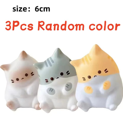 3-Piece Cute Cartoon Cat Squeeze Toy Set - Soft PU Slow-Rebound Fidget Toys for Stress Relief, Sensory Play, and Relaxation Gifts