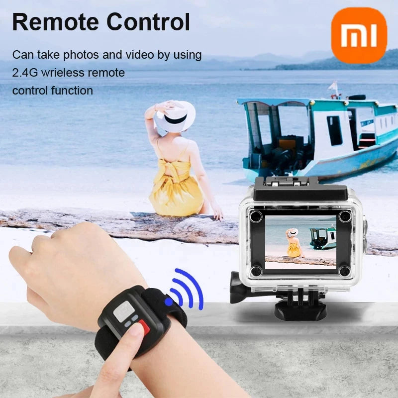 FXiaomi 4K Ultra HD Action Camera — 30fps WiFi Waterproof Sports Camera with 2.0" Display, 170° Lens for Cycling & Vlogging