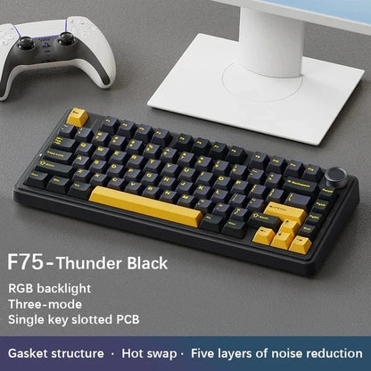 AULA F75 75% Mechanical Gaming Keyboard – 2.4G Wireless, Bluetooth, Wired, RGB, OEM Profile, Gasket Structure