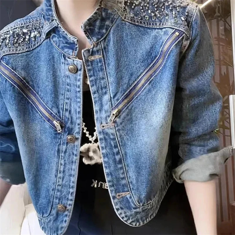 Women's Denim Jacket 2025 – New Korean Style, Advanced Leisure Loose Fit, Versatile Female Cowboy Coat