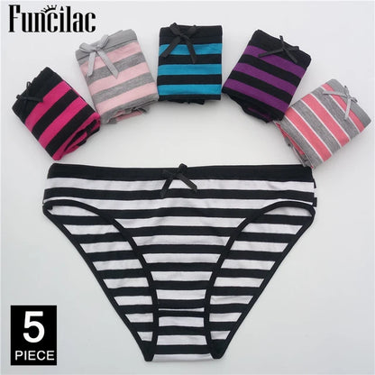5-Pcs Women’s Cotton Panties Set – Sexy Bikini Briefs for Girls & Ladies, Free Shipping