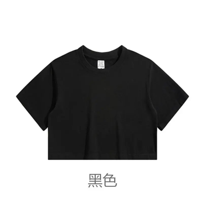Women’s Sport Crop Top T-Shirt – Cotton Y2K Yoga Running Tee, Short Sleeve Breathable Summer Casual O-Neck Hip Hop Workout Top