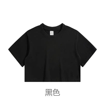 Women’s Sport Crop Top T-Shirt – Cotton Y2K Yoga Running Tee, Short Sleeve Breathable Summer Casual O-Neck Hip Hop Workout Top