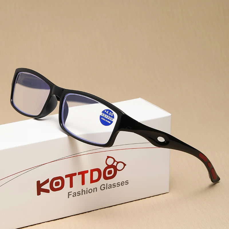 Fashion Sport Reading Glasses for Men & Women – Non-Slip Anti-Blue Light, High Definition Computer Eyewear, Diopter +1.0 to +4.0