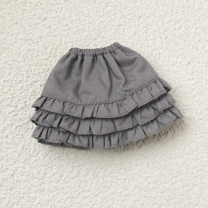 Blythe Doll Clothes Plaid Pleated Skirt & Off-Shoulder Top Tulle Dress Set — Ruffle Skirt for Licca, Azone, OB22, YMY Doll Accessories