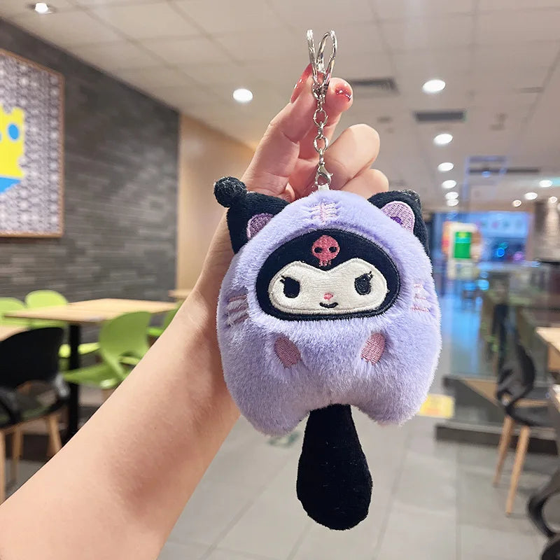 Sanrio Plush Doll Keychain Set – Melody, Cinnamoroll & Pochacco Cute Bag Pendant Gifts for Kids