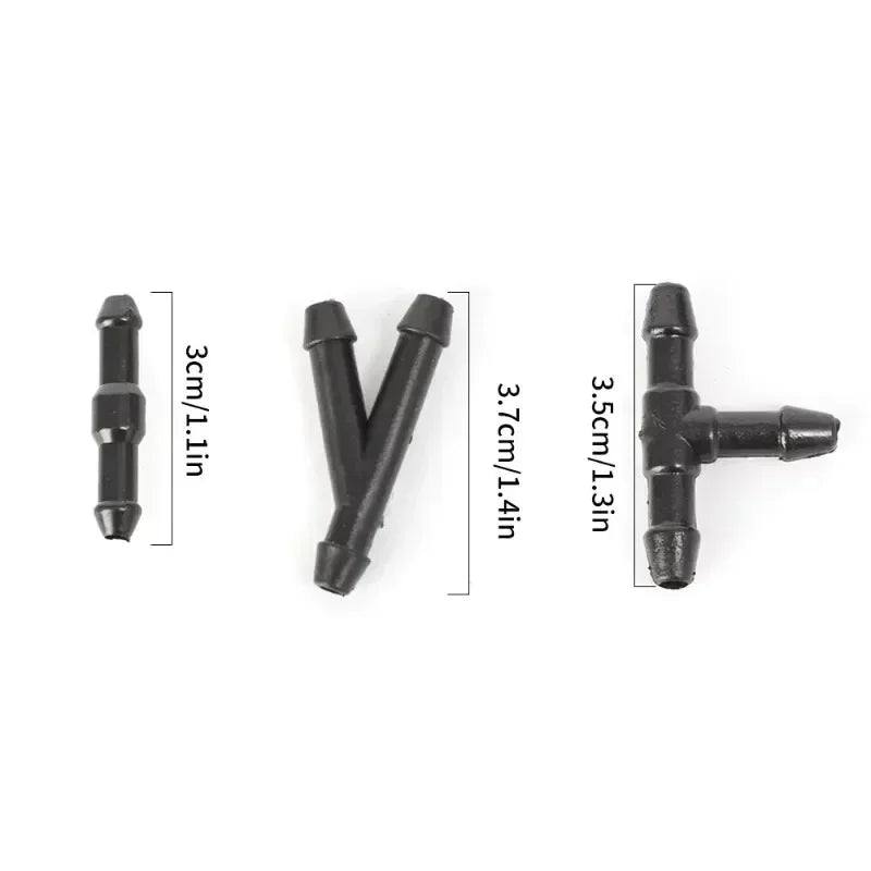 18-90x Car Windshield Washer Pipe Joints – T, Y, I Type Wiper Spray Nozzle Connector Hose Tube for Car Cleaning