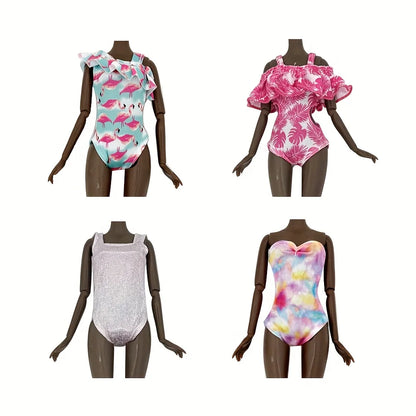 6pcs 11.5" Girl Doll Clothes Set – Swimsuits, Bathrobes, Slippers & Fashion Doll Accessories