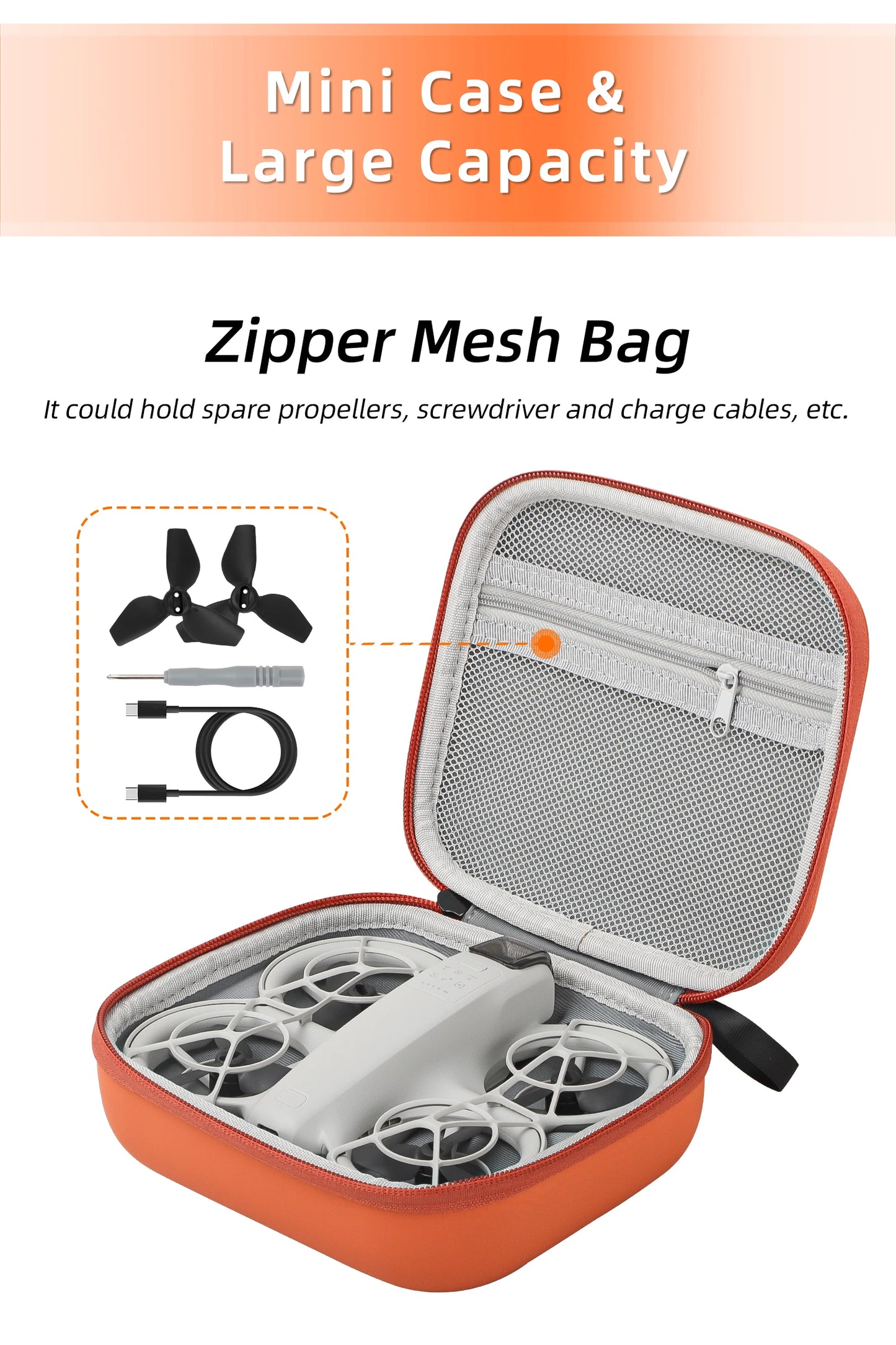 Portable Carrying Case for DJI Neo Drone – Hard PU Travel Storage Bag, Shockproof & Waterproof Protector for Accessories (2024)