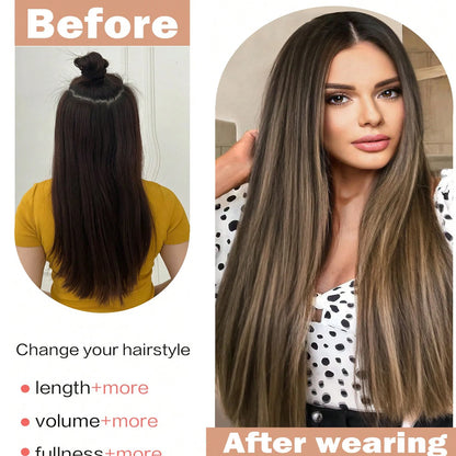 Clip-In Hair Extensions – Thick, Long Lace Weft Lightweight Synthetic Hairpieces for Women