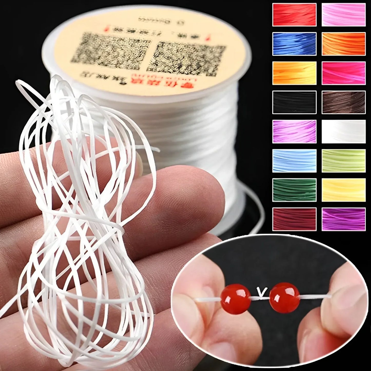 10M Strong Elastic Crystal Beading Cord – 1mm Stretch Thread for DIY Bracelets, Necklaces & Jewelry Making