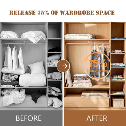 4pcs Reusable Transparent Vacuum Bags — Folding Compressed Space-Saving Storage for Clothes & Travel