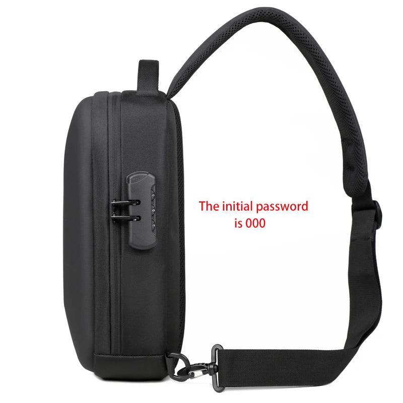 Anti-Theft Combination Lock Chest Bag with USB Charging Port – Men's Fashion Crossbody Travel Shoulder Bag