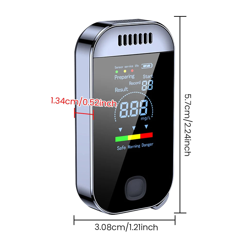 Digital Breath Alcohol Tester – USB Rechargeable Professional Breathalyzer with LCD Display & Keychain