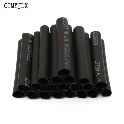 127PCS Thermoresistant Black Heat Shrink Tubing Kit - 2:1 Polyolefin Sleeving for Wire & Cable Protection