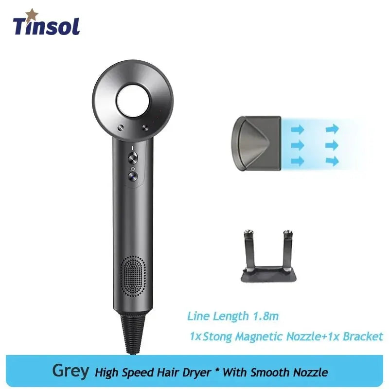 Professional Leafless Hair Dryer – Powerful Negative Ion Quick-Dry with 5 Attachments & Constant Anion Technology