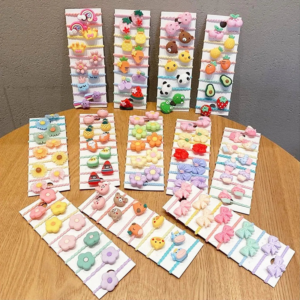 Cute Cartoon Hair Ties for Little Girls – 20/30/50PCS Soft Elastic Rubber Bands & Non-Pulling Hair Accessories