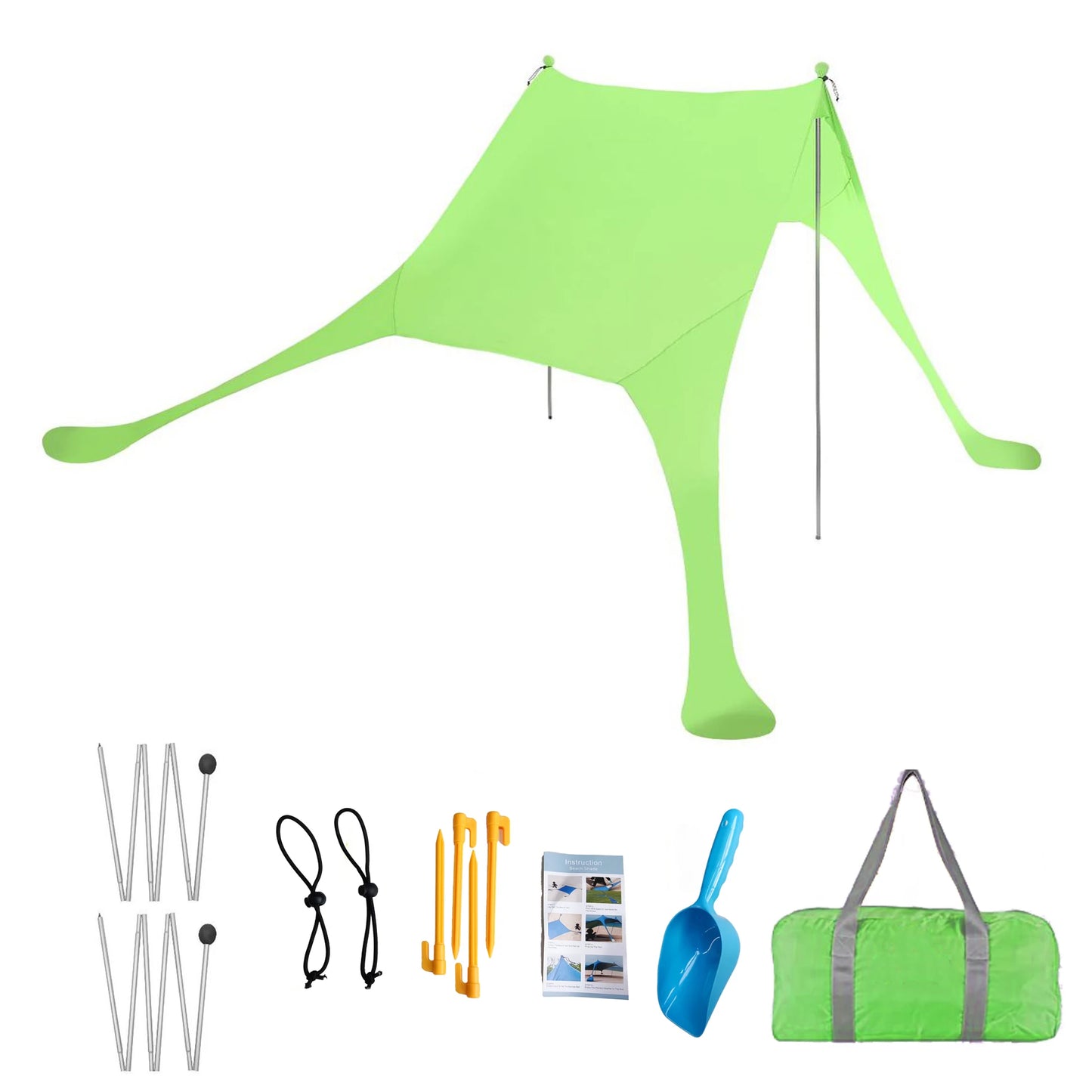 Family Beach Canopy – Large UPF50+ Sunshade Tent with Stability Poles for Beach, Camping, Parties & Picnics